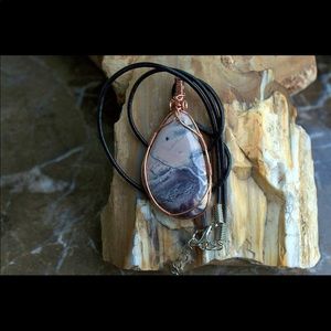 Porcelain jasper OOAK necklace wire wrapped in copper